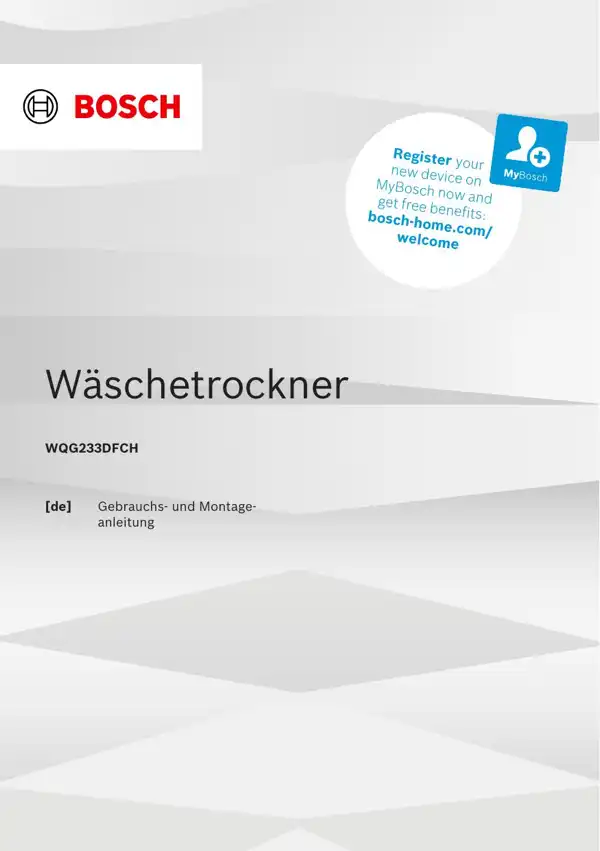 Bosch Wäschetrockner WQG233DFCH 9001942860_A Handbuch