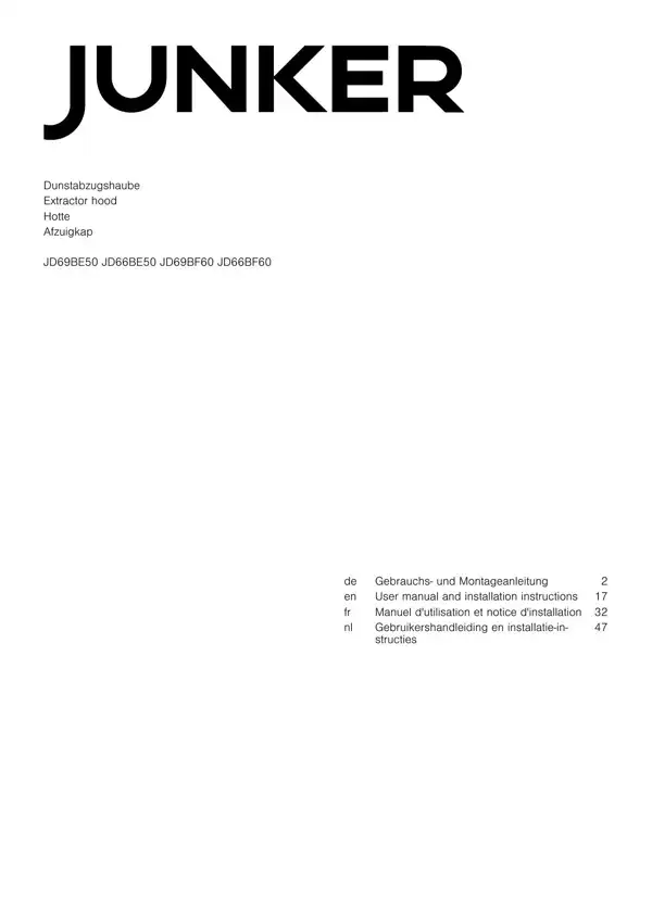 Junker Dunstabzugshaube JD69BE50 9001674789_A Handbuch