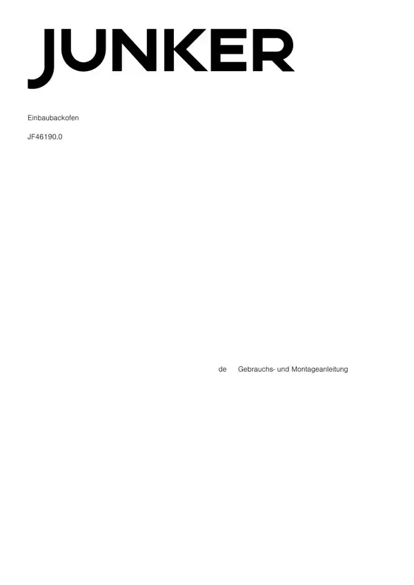 Junker Einbaubackofen JF46190.0 9001691514_A Handbuch