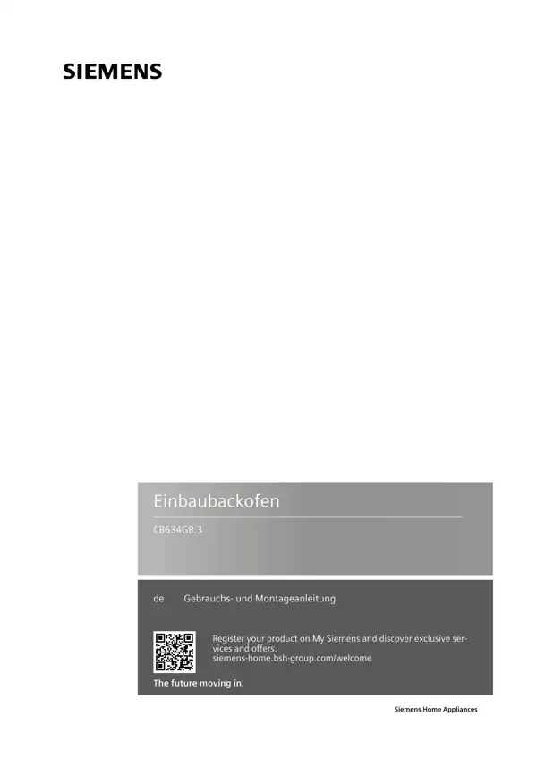 Siemens Einbaubackofen CB634GB.3 9001614933_A Handbuch