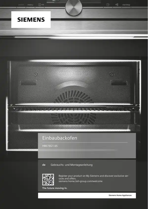 Siemens Einbaubackofen HB676G1.6S 9001617775_A Handbuch