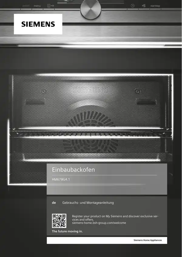 Siemens Einbaubackofen HM678G4.1 9001619916_A Handbuch