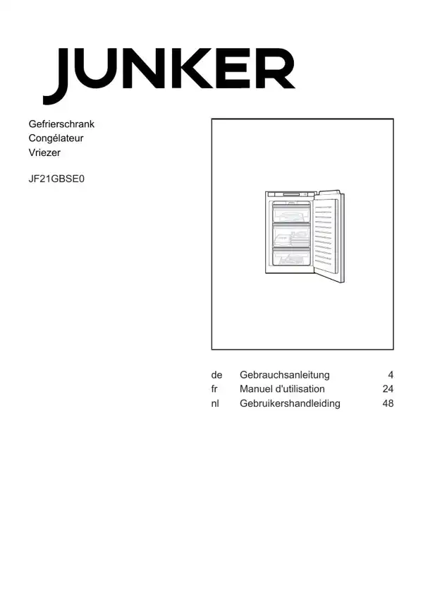 Junker Gefrierschrank JF21GBSE0 9001661962_A Handbuch