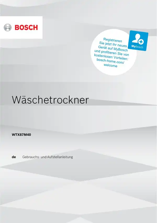 Bosch Wäschetrockner WTX87M40 9001606648_A Handbuch