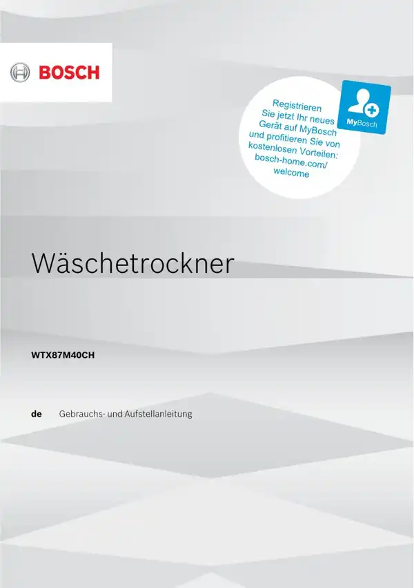 Bosch Wäschetrockner WTX87M40CH 9001607172_A Handbuch