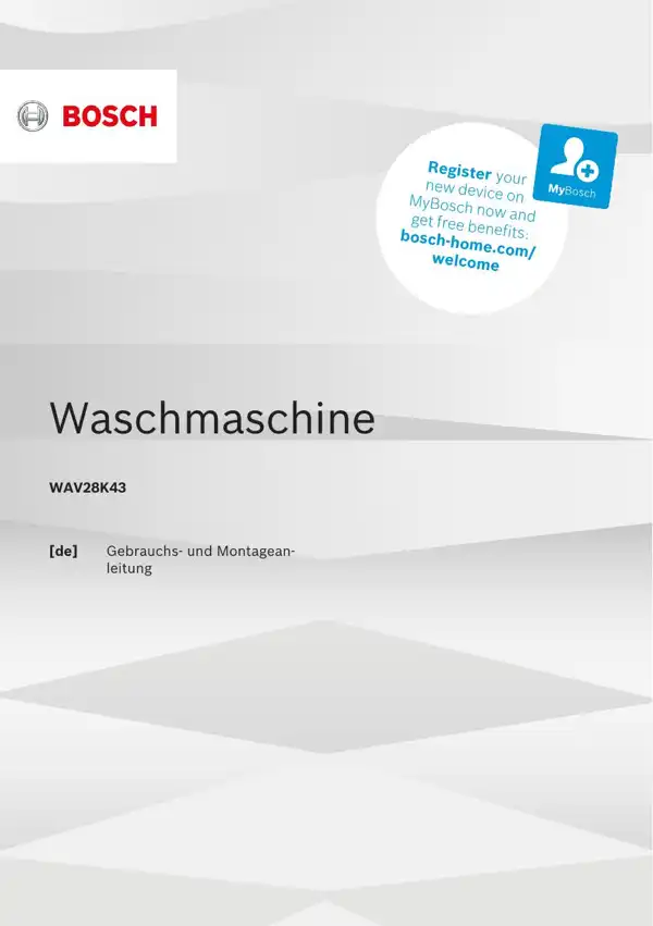 Bosch Waschmaschine WAV28K43 9001609306_A Handbuch