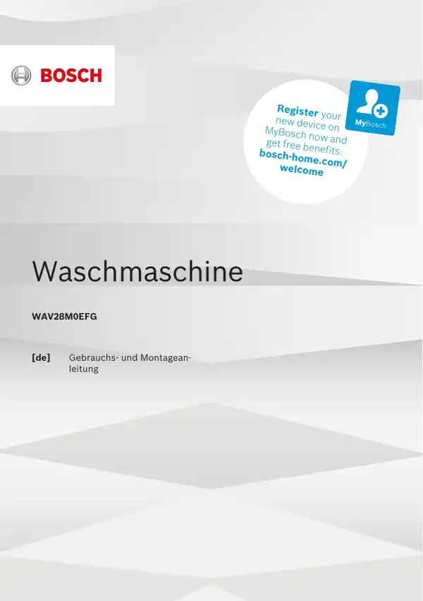 Bosch Waschmaschine WAV28M0EFG 9001605358_A Handbuch