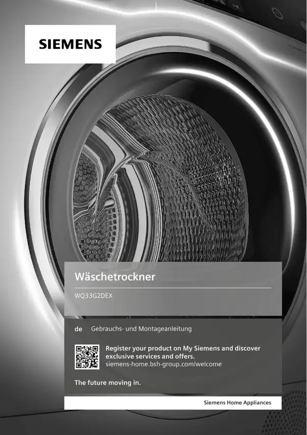 Siemens Wäschetrockner WQ33G2DEX 9001625498_A Handbuch