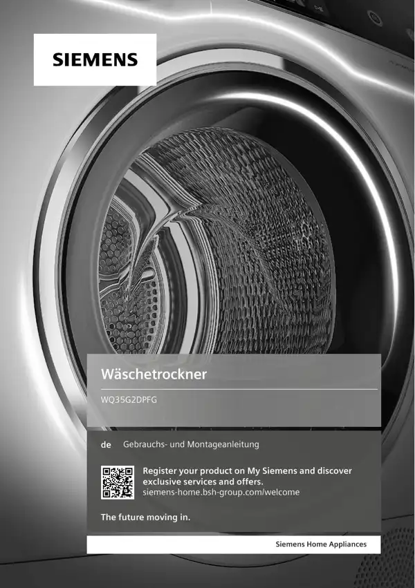 Siemens Wäschetrockner WQ35G2DPFG 9001683596_A Handbuch
